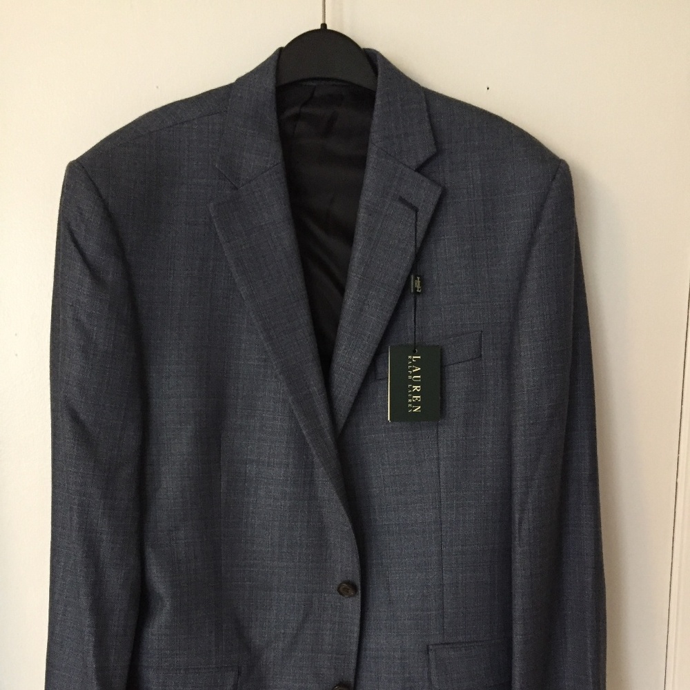 silk/wool sport coat suit jacket, gray- blue